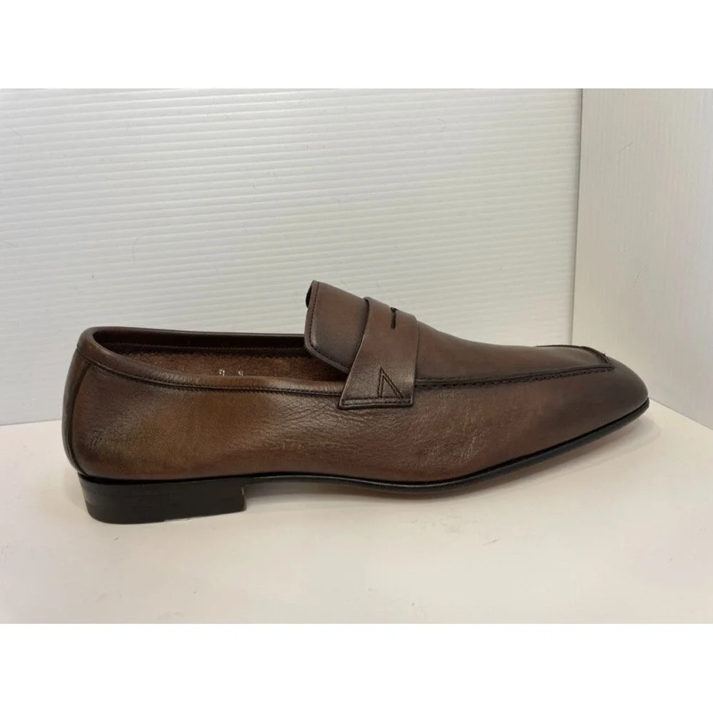 Santoni Dark Brown Leather Penny Loafer Size US 9 D Amputee RIGHT SHOE ONLY NWOB